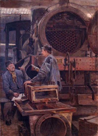 Johannes Martini Fruhstuck in der Lokomotivwerkstatte, France oil painting art
